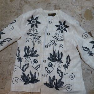 Embroidered white summer jacketpants skirt dress